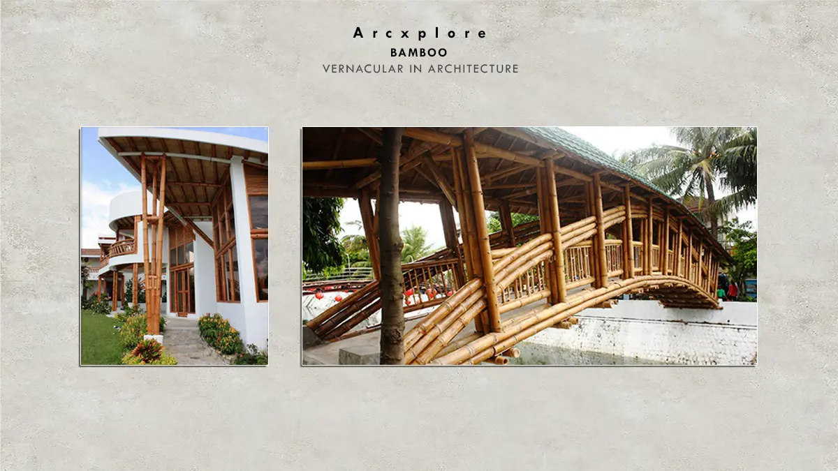 "Vernacular in architecture by Arcxplore showcasing sustainable bamboo structures including eco-friendly bamboo house design and traditional bamboo bridge construction, promoting non-conventional, green building materials and biophilic design in modern and indigenous architecture."