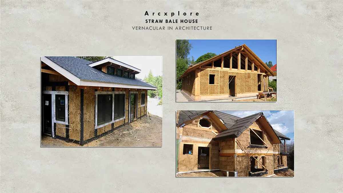 "Arcxplore presents vernacular in architecture through examples of sustainable straw bale houses, non-conventional building materials like rammed earth, bamboo, adobe, recycled plastic, and traditional architectural styles including yurts, igloos, thatched roofs, and indigenous structures. Explore eco-friendly construction techniques, green roofing, and alternative insulation methods promoting energy-efficient and culturally-rooted design."