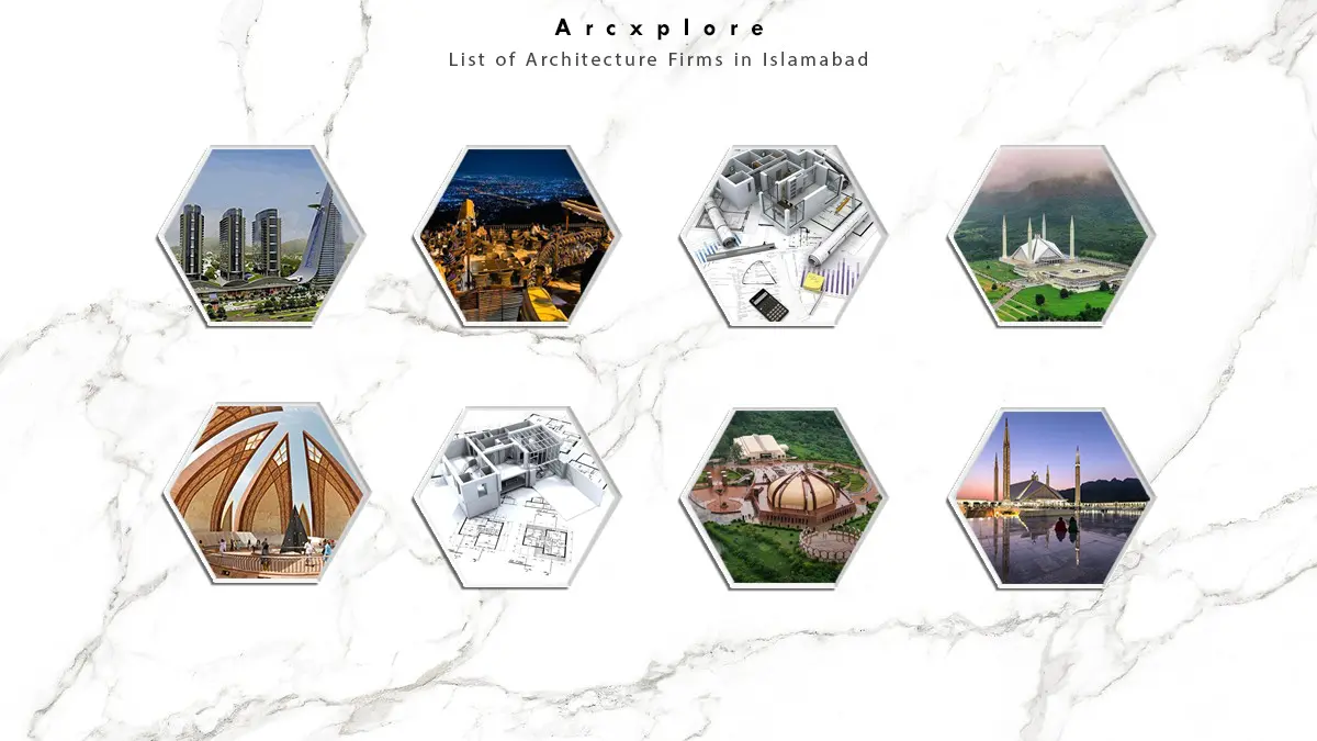 "Explore the best architecture firms in Islamabad, Pakistan, known for their cutting-edge designs and urban development. Featuring iconic landmarks like Faisal Mosque, Pakistan Monument, and modern architectural projects, this visual highlights the excellence of Islamabad's architects in residential, commercial, and sustainable design."